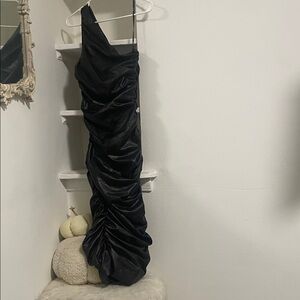 Black leather Ruched Dress